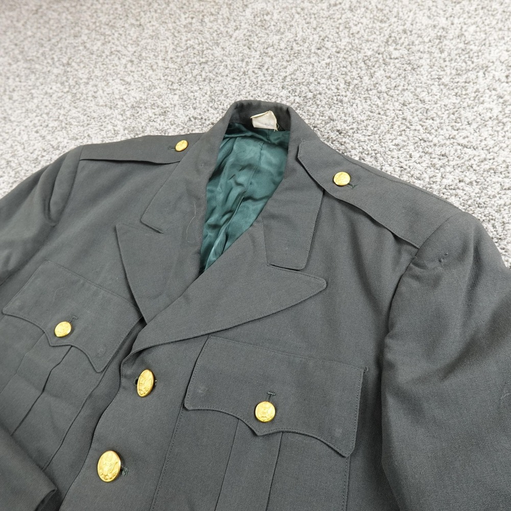 VTG US Army Dress Coat Mens 40R Green Service Uniform Wool Blend Military Jacket